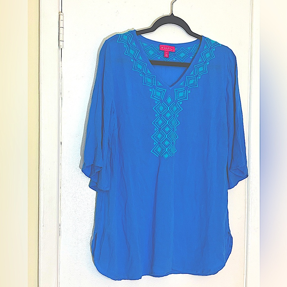 Lilly Pulitzer Swim Cover Up Tunic Embroidered,Lightweight Woman’s Size Med